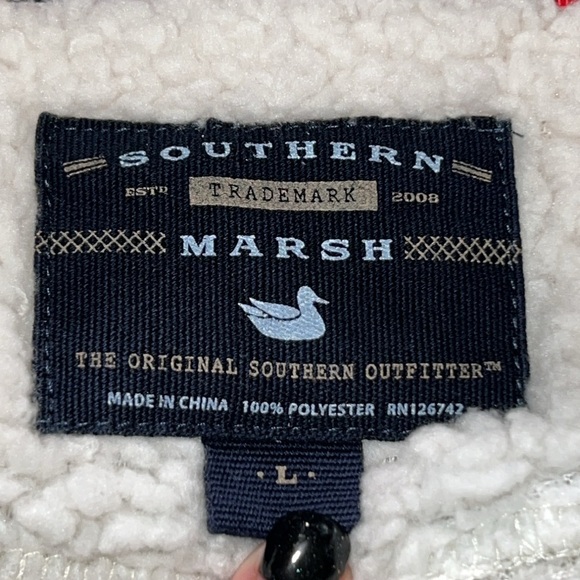 Southern Marsh size large Appalachian Pile Sherpa Pullover oatmeal & light brown - Picture 9 of 14